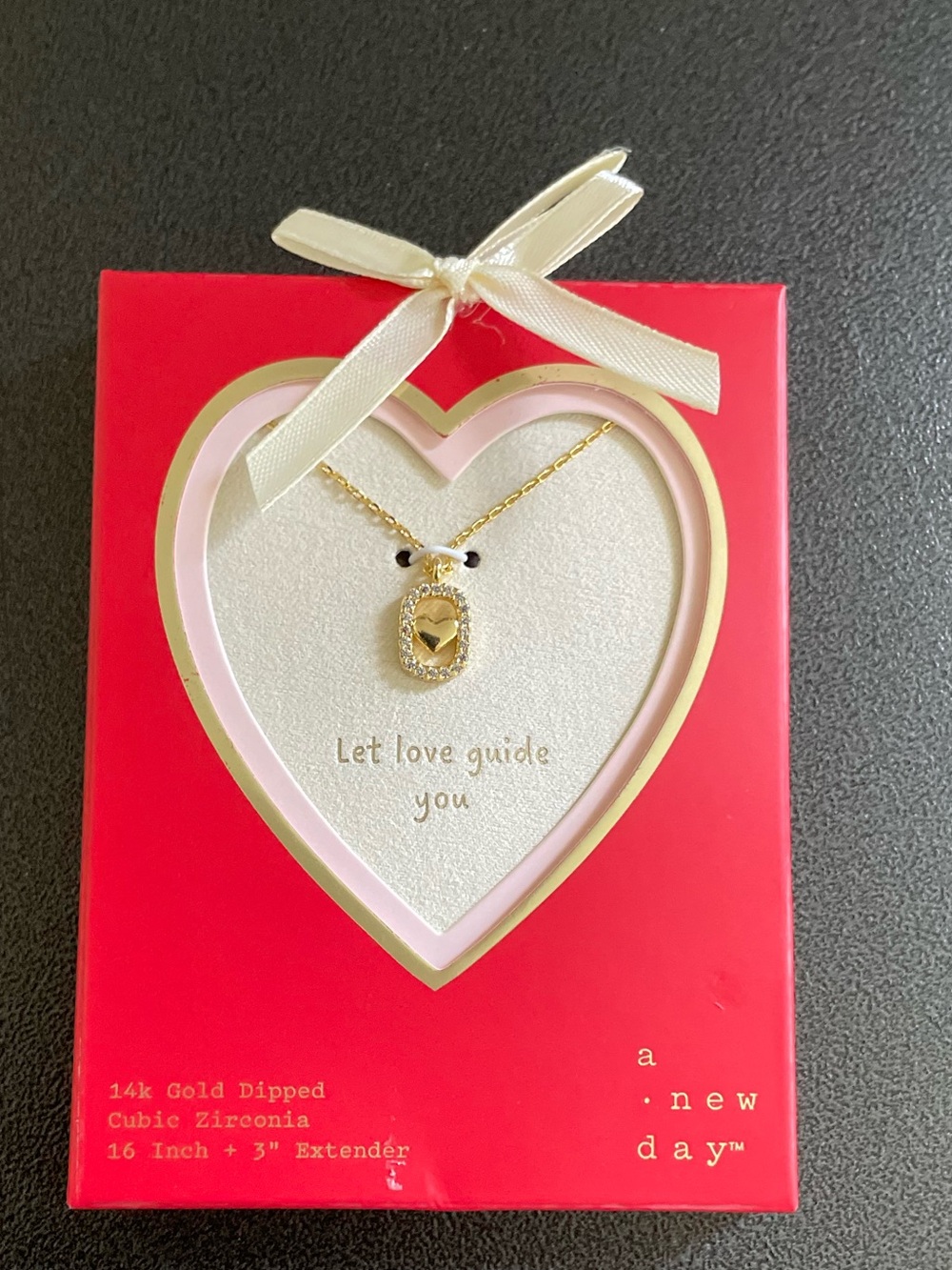 14K Gold Dipped Heart Cubic Zirconia Necklace
